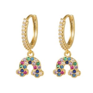 925 Silver 14ct Gold Plated CZ Set Earrings