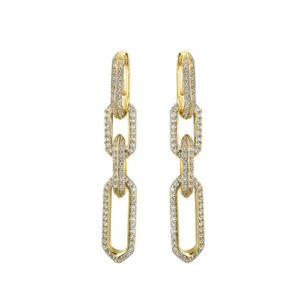 925 Silver 14ct Gold Plated CZ Set Earrings