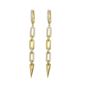 925 Silver 14ct Gold Plated CZ Set Earrings
