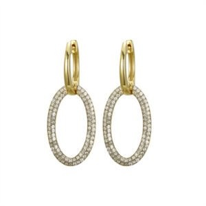 925 Silver 14ct Gold Plated CZ Set Earrings