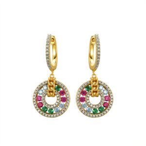 925 Silver 14ct Gold Plated CZ Set Earrings