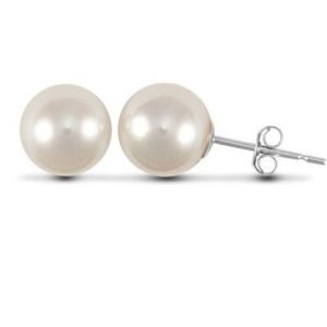 AES007 | ladies 925 Sterling Silver 7-8mm freshwater pearl stud earrings.
