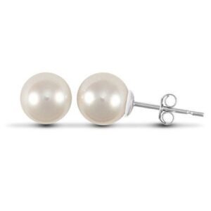 AES008 | ladies 925 Sterling Silver 6-7mm freshwater pearl stud earrings.
