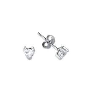 AES054 | 925 Silver 4mm Heart Shape CZ Stud Earrings