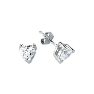 AES054B | 925 Silver 6mmHeart Shape CZ Stud Earrings