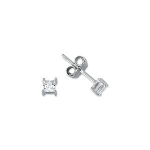 AES055 | 925 Silver 3mm CZ Set Stud Earrings Square
