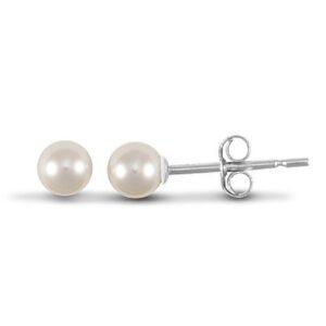 AES062 | 925 Sterling Silver cultured pearl 4mm stud earrings.