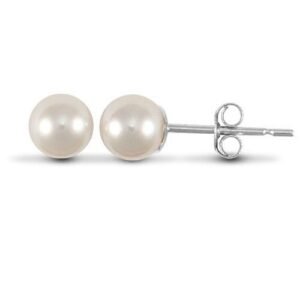 AES063 | 925 Sterling Silver cultured pearl 5mm stud earrings.