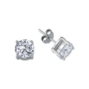 AES114E | 925 Silver 8mm Heavyweight CZ Set Stud Earrings Round