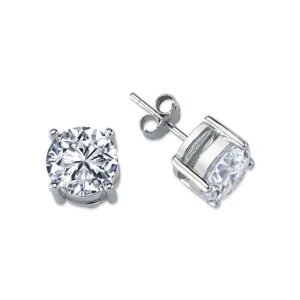 AES114F | 925 Silver 9mm Heavyweight CZ Set Stud Earrings Round