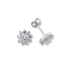 AES123 | 925 Silver CZ Set 10x1 Cluster Stud Earrings