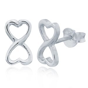 925 Silver Infinity Heart Stud Earrings