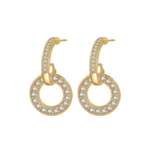 925 Silver 14ct Gold Plated CZ Set Stud Earrings