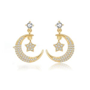 925 Silver 14ct Gold Plated CZ Set Stud Earrings