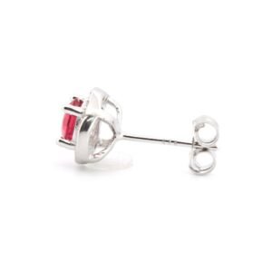 AES219R | 925 Silver Rhodium Halo Stud Earrings Ruby Centre CZ