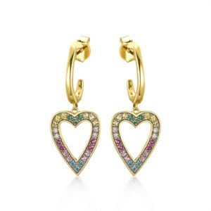 AES238 | 925 Silver 14ct Gold Plated Multi Col CZ Set Earrings