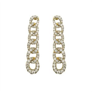 AES244 | 925 Silver 14ct Gold Plated CZ Set Stud Drop Earrings