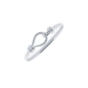 AKB033 | 925 Silver Childs CZ Set Stirrup Bangle