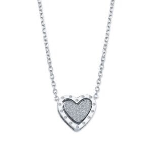 ANC069 | 925 Silver CZ Set heart Necklace