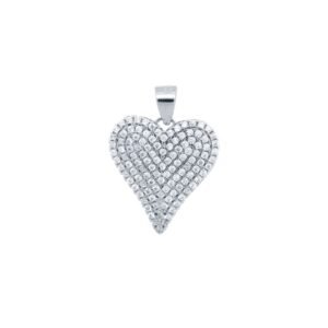 925 Silver CZ Set Heart Pendant