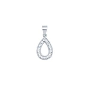 925 Silver CZ Set Tear Drop Pendant