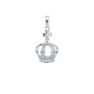 925 Silver CZ Set Crown Pendant