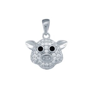 925 Silver CZ Set Piggy Pendant