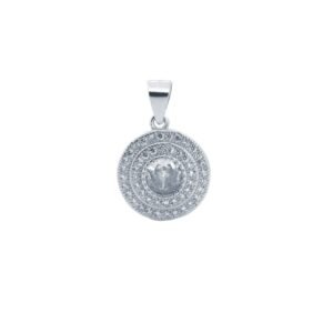 925 Silver Rhodium Halo CZ Pendant White