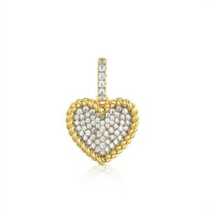 925 Silver 14ct Gold Plated CZ Set Heart Pendant