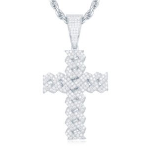 APX049 | 925 Silver CZ Set Cuban Link Style Cross