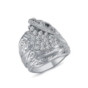 925 Silver CZ Set Saddle Ring