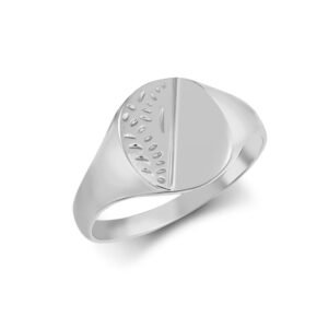 JN Jewellery 925 Silver Oval Half Engraved Female/ Child Signet Ring