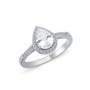 925 Silver CZ Pear Shape Ring