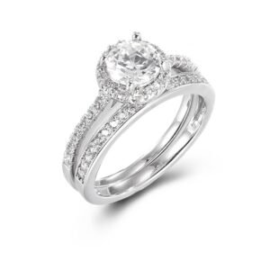 925 Silver CZ RBC and Half ET Set Rings