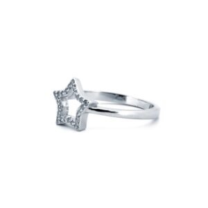 925 Silver Rhodium CZ Set Dress Ring