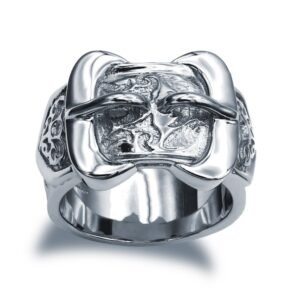ARN200 | 925 Sterling Silver hand finished premium weight carved double buckle design ring