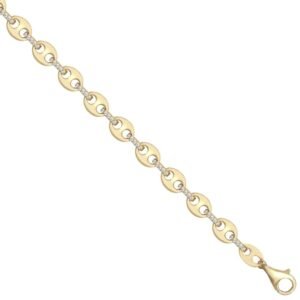 9ct Yellow Gold CZ Anchor Bracelet with Extender