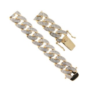 9ct Yellow Gold CZ Set Cuban Bracelet