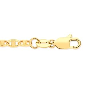 9ct Yellow Gold Hollow Marine 3.4mm Bracelet