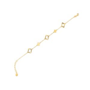 JBB451 | 9ct Yellow Gold Cable Link Clover Bracelet 6.5+1 inch length