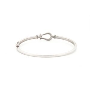 9ct White CZ set ladies hinged hook bangle