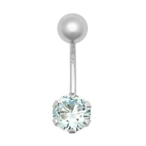 JBJ133 | 9ct White Gold Cubic Zirconia Belly Bar