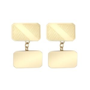 JCL035 | 9ct Yellow GoldCut Corners Art Deco Engine Turned Cufflinks Chain Back
