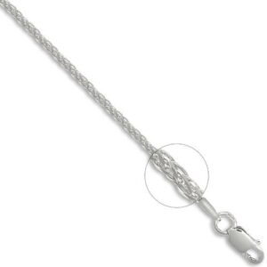 JCN057A-20 | 9ct White Gold Diamond Cut Spiga 1.2mm Gauge Pendant Chain