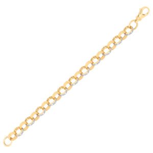 9ct Yellow Gold CZ set and Patterned Belcher 11mm Gauge Chain
