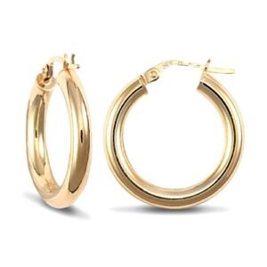 9ct yellow gold 3mm polished round-tube creole Hoop Earrings
