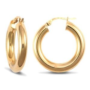 9ct yellow gold 4mm polished round-tube creole Hoop Earrings