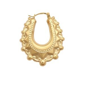 9ct Yellow Oval Spiked Creole Earrings