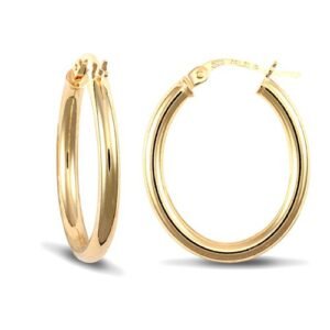 9ct yellow gold polished oval shaped creole Hoop Earrings