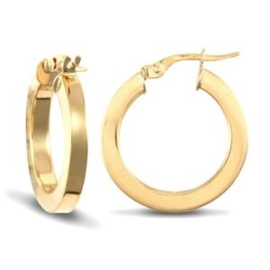 9ct Yellow Plain Square Tube Hoop Earrings